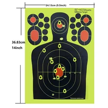 9.50"X14.50" Self-Adhesive Splatter Splash & Reactive(Color Impact) Shooting Sticker Targets(Man Silhouette) 10 Pcs/Pack