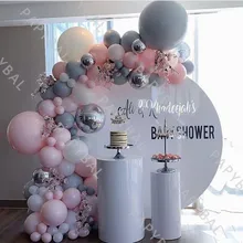 90Pc Grey Baby Pink Maca Balloons Set Arch Kit White Latex Garland Baloon Baby Shower Party Backdrop Wedding Decor Baptism Globo