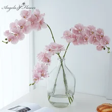 9Heads Orchid Artificial Flower White Silk Phalaenopsis Branch Christmas Home Table Decor Wedding Floral Arrangement Photo Props