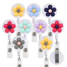 9pcs Lot Colorful Flowers Retractable ID Card Badge Clip Holder Reel For Nurse Doctor Student Office Sweet Bow Style