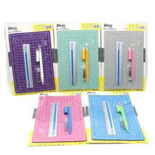 A5 Cutting Pad Set Aluminum Ruler Cutting Board Leather Craft Cutting Pad Carving Table Cushion 3mm Thick Manual Writing Board