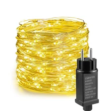 AC 110V 220V EU US Power Supply LED Copper Wire Fairy Light String 10M-100M Waterproof Outdoor Lamp For Christmas Garden Decor