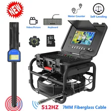 AHD 1080P 512HZ Transmitter sonde Locator Auto Self Leveling Pipe Sewer Drain Inspection Camera system with 7mm soft cable 50m