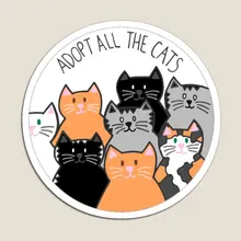 Adopt All The Cats  Magnet Children Home Kids  Toy Holder Decor Baby for Fridge Organizer Stickers Refrigerator Funny Colorful
