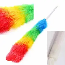 Air-condition Household Furniture Cleaning Accessories Adjustable Microfiber Dusting Brush Rainbow Feather Duster 2021