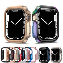 Aluminum Alloy TPU Case Cover For Apple Watch Series 7 6 SE5 4 41mm 45mm 40mm 44mm Protector Frame For iWatch Metal Shell Bumper