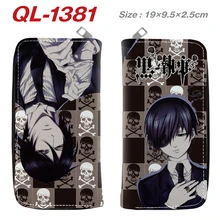 Anime Black Butler PU Long Wallet Leather Purses Zip Card Holders Layers Casual Coinbag Cosplay Handbag Unisex Money Bag Gifts