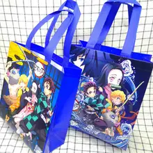 Anime Demon Slayer Kimetsu No Yaiba Reusable Shopping Bag plastic Bags Printing Eco Bag Large Capacity Shoulder Bags kids gift
