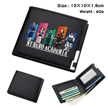 Anime My Hero Academia Pu Wallet Short Black Bifold Leather Photo Card Pack Coin bag Student Unisex Cartoon Casual Purses Gifts