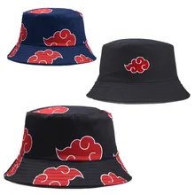 Anime NINJA Cap Cosplay Sharingan Akatsuki Symbol Props Printing Clouds Bucket Hat Sunhat Fisherman Hats Accessories Costume