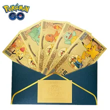 Anime Pokemon Cards Pikachu Pokeball gold banknote  pvc Banknote classic childhood memory Collection Figure Kids Toy Gifts