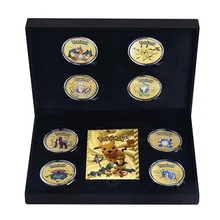 Anime Pokemon Commemorative Coins Metal Golden Silver Collection Kawaii Piikachu With Box 2-8PCS Child Perfect Birthday Gifts