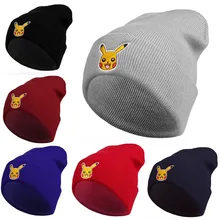 Anime Pokemon Pikachu Knitted Hat Pikachu Hip Hop Boy Girl Caps Winter Kids Hats Christmas Toys Gifts