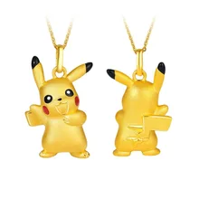 Anime Pokemon Pikachu Necklace Kawaii Pikachu Pendant Cartoon 3D Figure Toys Clavicle Chain Jewelry Kids Women Girl Toys Gift
