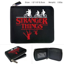 Anime Stranger Things Cartoon Printing PU Wallet Card Photo Holder Zipper Short Coin Pocket Note Compartment Boys Girls Purses