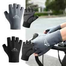 Anti Slip Shock Breathable Half Finger Gloves Bike Bicycle Fishing UV Protection Ice Silk Gloves Men Women Half Finger Gloves