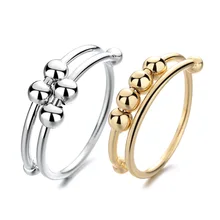 Anxiety Ring Fidget Spinner Beads For Women Men Rotate Freely Anti Stress Anxiety Ring Single Coil Antistress Spiral Beads Gifts