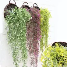 Artificial Hanging Plant Pot Basket Garland Vine Waterproof Decorative Blossom Realistic Garden Plastic Fake Flower Leaf