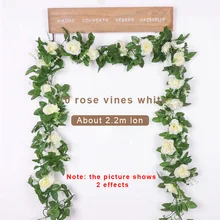 Artificial White Flower Fake Hanging Fake  Vine Plants Leaves Artificials Garland Flowers Wedding Decoration