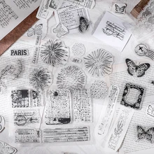 Assorted Vintage Pattern Clear Rubber Stamp Aesthetic Scrapbooking Notebooks Sketchbook Decor Junk Journal Stationery Supplies