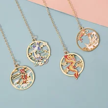 Auspicious Dragon And Colorful Phoenix Bookmark Student Exquisite Office Portable Reading Pendant Stationery DIY Decora Supplies