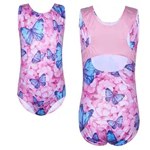 BAOHULU Ballet Leotards for Girls Toddler Sleeveless Jumpsuit Butterfly Print Kids Teens Skating Bodysuit Gymnastics Dance Wear
