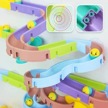 Baby Bath Toys DIY Building Blocks Slide Race Run Assembling Orbit Turntable Bathtub Shower Kid Track Play Water Spray Games Set