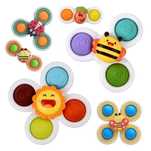 Baby Montessori Animal Sucker Spinner Touch Sensory Toys  Grasping Gyro Set Bathing Water Game Kid Relief Stress Fidget Toy Gift