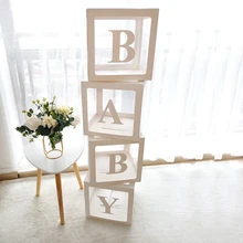 Baby Shower Decorations Boy Girl Transparent Box First 1st Birthday Party Decorations Kids Name Customize Balloon Box