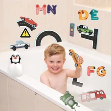 Baby Toys Flexible Road Track Car Stick Bath Toy Kids Bathroom Bathtub EVA Paste Early Education Puzzles Clockwork Bath Toys