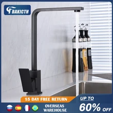 Bakicth Square Kitchen Faucet Matte black Hot and Cold Kitchen Sink Tap 360 Degree Rotation Mixer Deck Mounted Water Taps