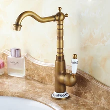 Bathroom Faucet Antique Bronze finish Ceramic Flower Pattern Basin Sink Faucet Single Handle water taps anf509