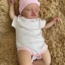 Bebe Reborn Baby Doll Rosalie Sleeping Girl Lovely Newborn Hand-Drawing Hair Collectible Art Doll Toy 48CM