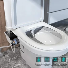 Bidet Attachment Ultra-Slim Toilet Seat Dual Nozzle Adjustable Spiral Water Pressure Non-Electric Ass Sprayer