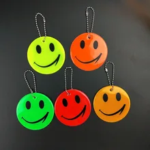 Big 6.5CM Cute Smiley Reflective Keychain Charm Bag Pendant Accessories Keyrings for Jackets Backpack Stroller Wheelchairs