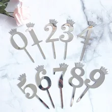 Birthday Candle Silver Number Cake Candle Numeral Cake Top Decoration Birthday Anniversary Celebration Party Supplies Number 0-9