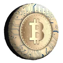 Bitcoin CPU Circuit Board Spare Tire Cover for Suzuki Mitsubish Cryptocurrency Blockchain Geek SUV RV 4WD 14" 15" 16" 17" Inch