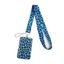 Blue Leopard Print Neck Strap Lanyards ID badge card holder keychain Mobile Phone Strap Gift Ribbon webbing necklace Decorations