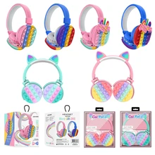 Bluetooth Headphones Pop Push Bubble Fidget Toys Adult Stress Relief Squeeze Toy Antistress Pop Soft Squishy Christmas Gift