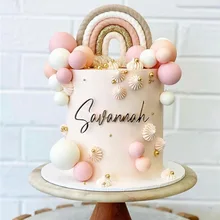 Boho Braided Cake Topper Happy Birthday Rainbow Birthday Cake Decorating Supplies Baby Shower Wedding Birthday Decoration Tools