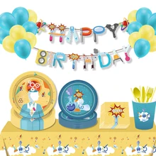 Boy Kids Scientist Laboratory Science Baby Shower Party Disposable Tableware Sets Plate Banner Decorations Birthday Party Favors