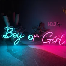 Boy or Girl Neon Light Sign Baby Gender Reveal Party Decoration Led Neon Sign Usb First Birthday Decoration Personalize Gift