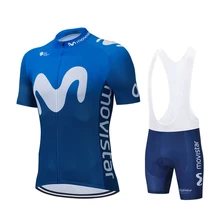 Breathable Anti-UV Summer Movistar Team Cycling Jersey Set Sport Mtb Bicycle Jerseys Men's Bike Clothing Mallot Ciclismo Hombre