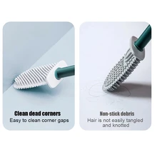 Breathable Toilet Brush Water Leak Proof Silicone Wc Flexible Soft Bristles Brush Wall-Mount Cleaning Brush Bathroom Accessories