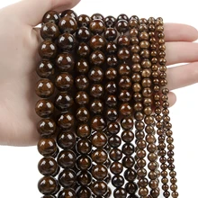 Brown Topaz Loose Spacer Beads Jade Crystal Bead Natural Stone Gem DIY Handmade For Making Jewelry Bracelet Necklace Materials