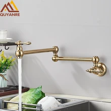 Brushed Gold Foldable Pot Filler Tap Wall Mounted Kitchen Faucet Single Cold Water Kitchen Tap Rotate Folding Spout For Kitchen
