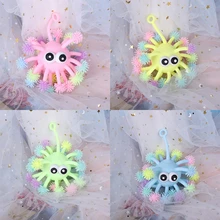 C5AA Stress Relief Luminous Puffer Ball Squeeze Bulging Eyes Hedgehog Toy Party Favor Christmas Tree Decorations for Adults