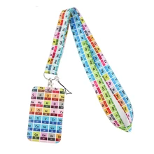 CB079 Periodic Table of Elements Lanyard Credit Card School ID Holder Bag Student Women Travel Card Cover Badge Keychain Gifts