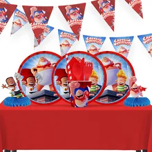 Captain Underpant Theme Kid Birthday Party Decorations Paper Plate Cup Number Balloons Disposable Tableware Baby Shower Supplies
