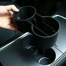 Car Center Console Water Cup Holder Insert for Tesla Model 3 Y 2021 Auto Interior Bottle Drink Storage Organizer